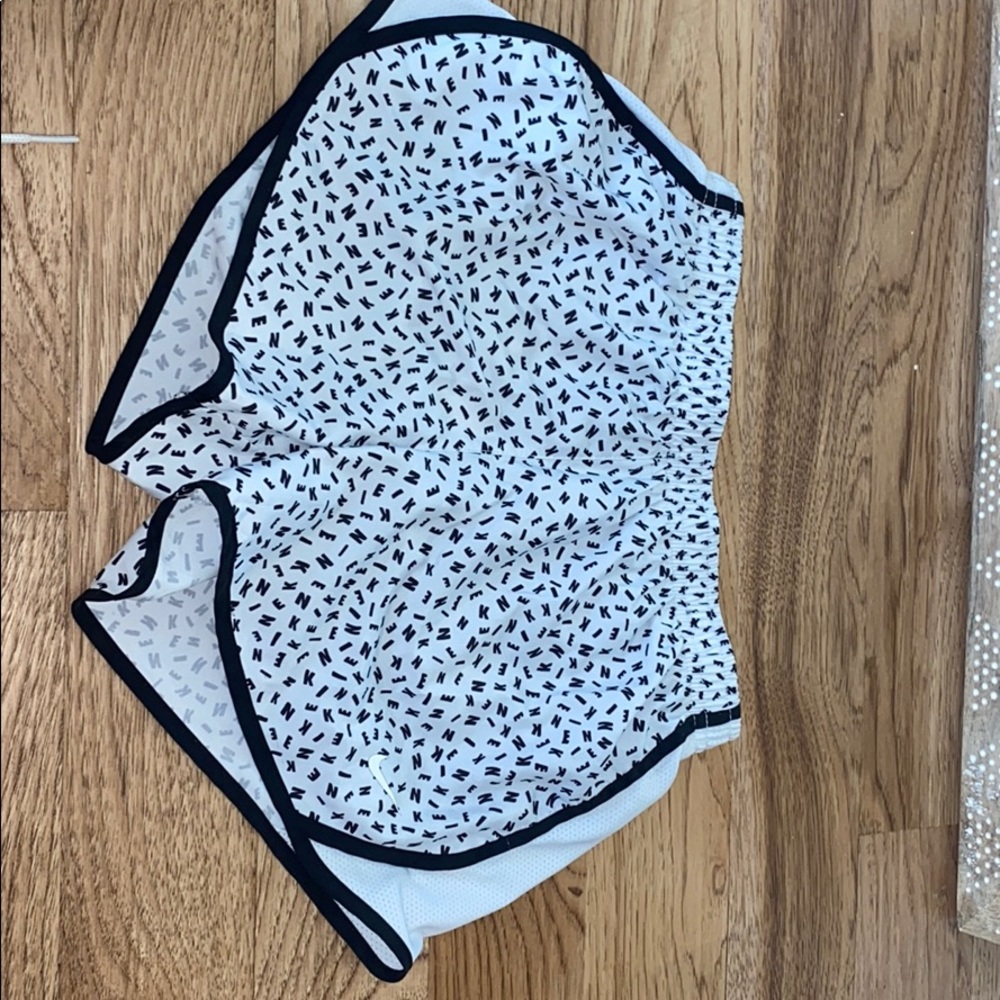 white and black nike shorts